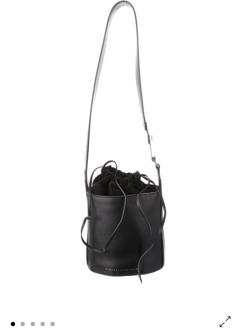 Victoria Beckham Black Leather Drawstring Bucket Crossbody